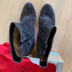 Christian Louboutin red-bottom boots, suede